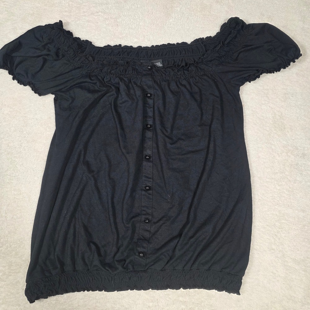 Weavers Blouse Womens Large BOHO Off Shoulder Smocked Prairie Core Peasant Y2K